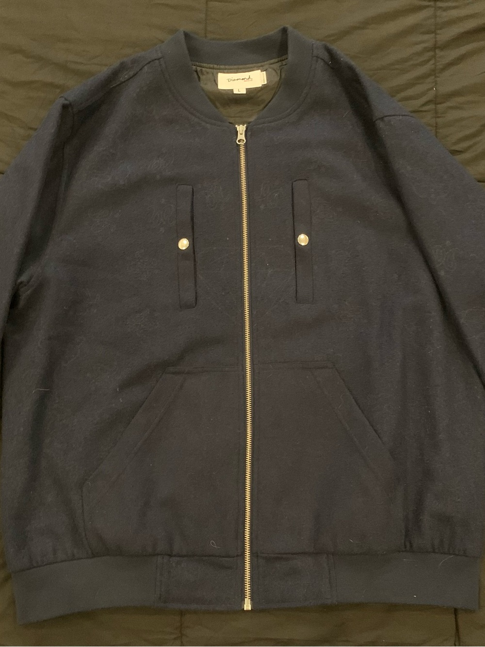 Diamond Supply Co. Navy Zip Front Jacket with Silver Hardware